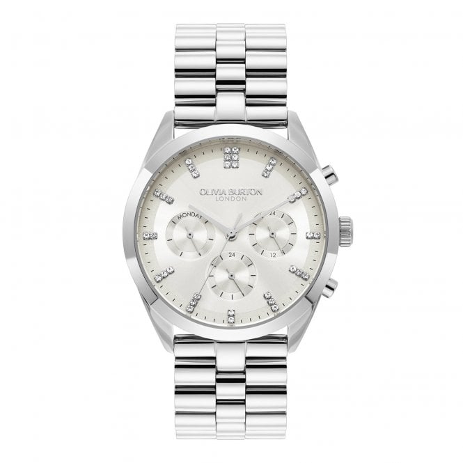Olivia Burton Ladies CITYCLASSIC Round Ivory Chronograph Dial Stainless Steel Bracelet Watch 24000188