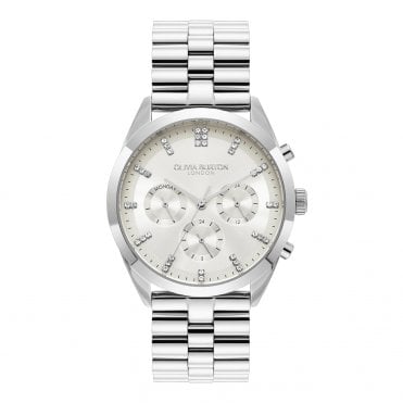 Ladies CITYCLASSIC Round Ivory Chronograph Dial Stainless Steel Bracelet Watch 24000188