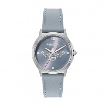 Ladies Classic Bee Round Chalk Blue Dial Chalk Blue Strap Watch 24000343