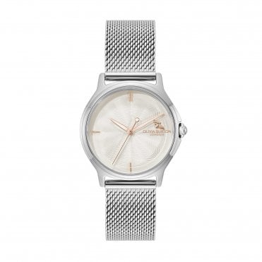 Ladies Classic Bee Round Silver Dial Stainless Steel Mesh Bracelet Watch 24000340
