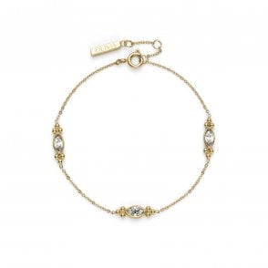 Ladies DAINTY Gold Plated Marquis Caviar Bead Bracelet 24100280
