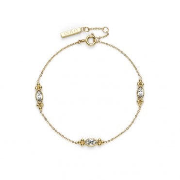 Ladies DAINTY Gold Plated Marquis Caviar Bead Bracelet 24100280