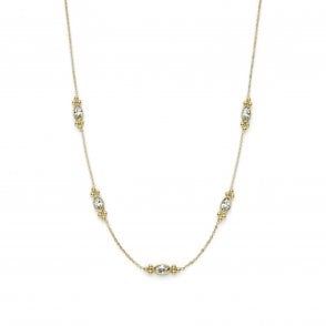 Ladies DAINTY Gold Plated Marquis Cavier Bead Necklet 24100277