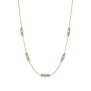 Ladies DAINTY Gold Plated Marquis Cavier Bead Necklet 24100277