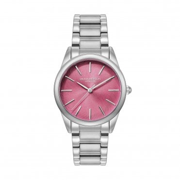 Ladies GLOWFUL Round Pink Crush Dial Stainless Steel Bracelet Watch 24000237