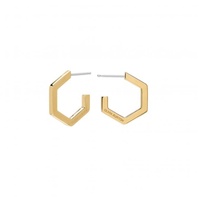 Olivia Burton Ladies Gold Plated Small Honeycomb Hoop Earrings 24100150