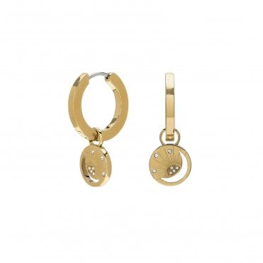 Ladies Gold Plated Sun Moon Hoop Earrings 24100163