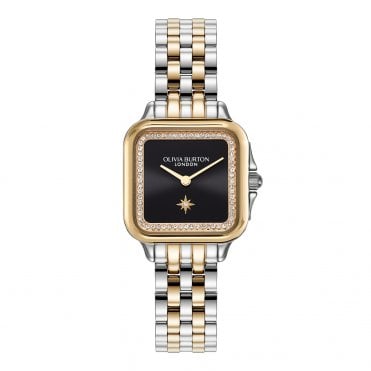Ladies GROSVENOR Square Black Dial 2 Colour Bracelet Watch 24000124