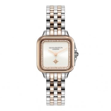 Ladies GROSVENOR Square Silver Dial 2 Colour Bracelet Watch 24000125