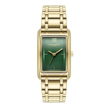 Ladies GROVE Rectangle Tank Green Dial Gold Plated Bracelet Watch 24000195