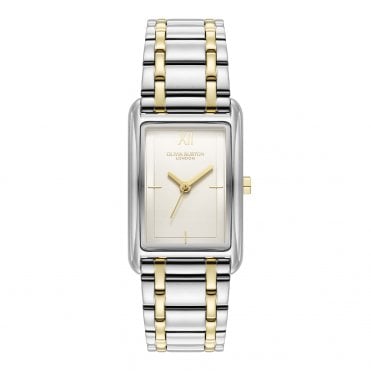 Ladies GROVE Rectangular Tank Ivory Dial 2 Colour Bracelet Watch 24000197