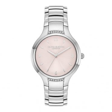 Ladies LEA Round Pink Dial Stainless Steel Bracelet Watch 24000208