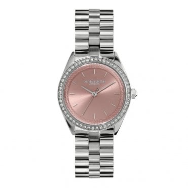 Ladies MELLOW Round Pink Dial Stainless Steel Bezel Stainless Steel Bracelet Watch 24000134