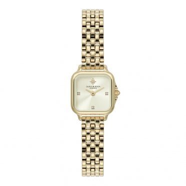 Ladies MINI GROSVENOR Square Ivory Dial Gold Plated Bracelet Watch 24000257