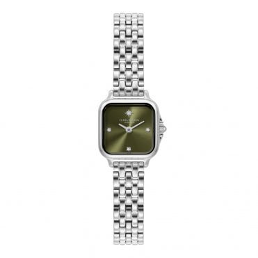 Ladies MINI GROSVENOR Square Sage Green Dial Stainless Steel Bracelet Watch 24000255