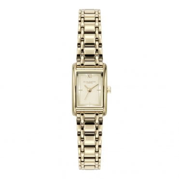 Ladies Mini GROVE Rectangle Silver Dial Gold Plated Bracelet Watch 24000282