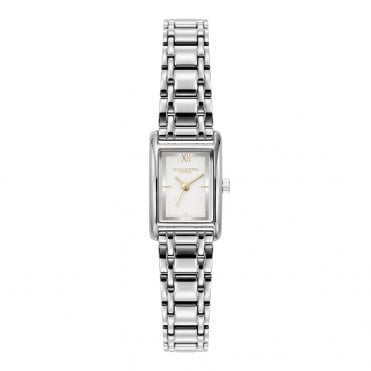 Ladies Mini GROVE Rectangle Silver Dial Stainless Steel Bracelet Watch 24000281