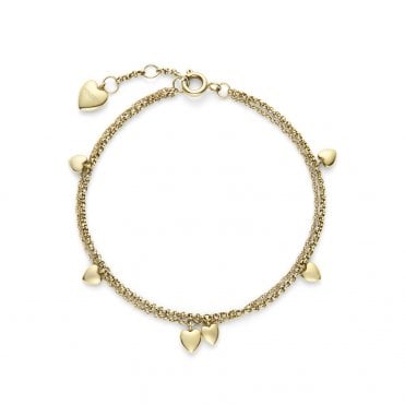 Ladies Mini Hearts Gold Plated Layered Bracelet 24100460