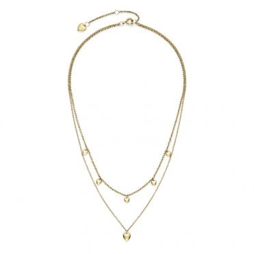 Ladies Mini Hearts Gold Plated Layered Necklace 24100457