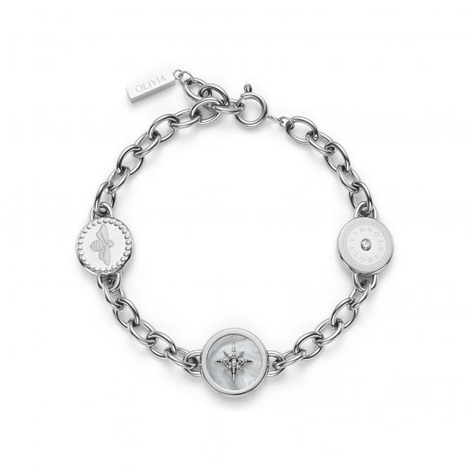 Olivia Burton Ladies Signature Charms Stainless Steel Multi Charm Bracelet 24100333