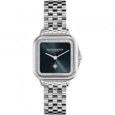Ladies SOFT SQUARE Blue Dial Stainless Steel Bracelet Watch 24000083