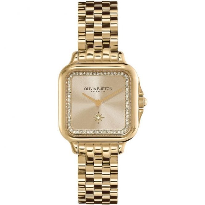 Olivia Burton Ladies SOFT SQUARE Gold Dial Gold Plated Bracelet Watch 24000084