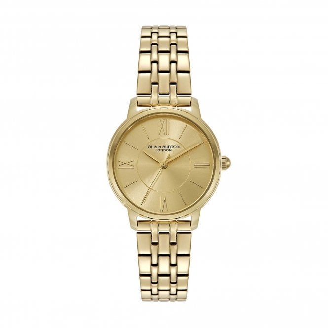 Olivia Burton Ladies Westbourne Round Champagne Dial Gold Plated Bracelet Watch 24000350