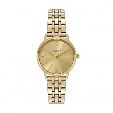 Ladies Westbourne Round Champagne Dial Gold Plated Bracelet Watch 24000350