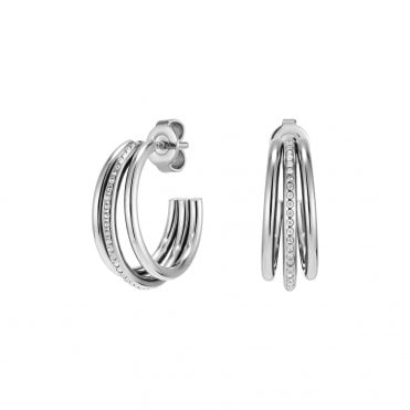 Ladiess EVERSTACKED Stone set Stainless Steel Hoop Earrings 24100294