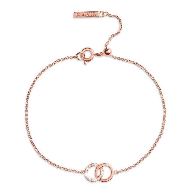 Olivia Burton Rose Gold Bejewelled Classic Interlink Bracelet OBJCOB08