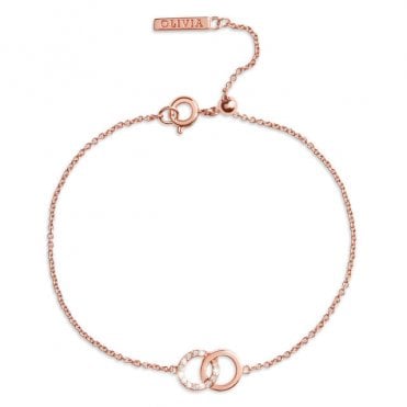 Rose Gold Bejewelled Classic Interlink Bracelet OBJCOB08