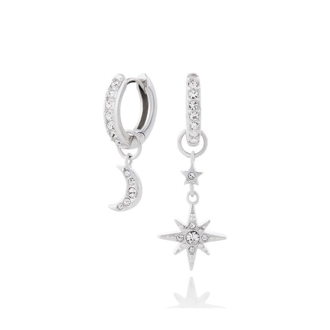 Olivia Burton Silver Celestial Moon and North Star Huggies OBJCLE38