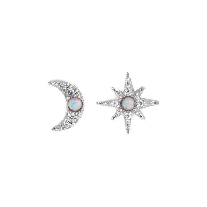 Olivia Burton Silver North Star and Moon Stud Earring OBJCLE55