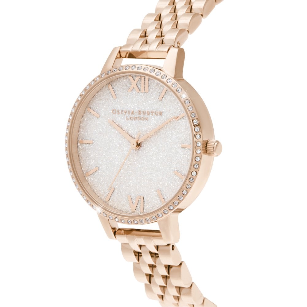 Olivia Burton White Demi Glitter Dial Sparkle Bezel Rose  display picture 1