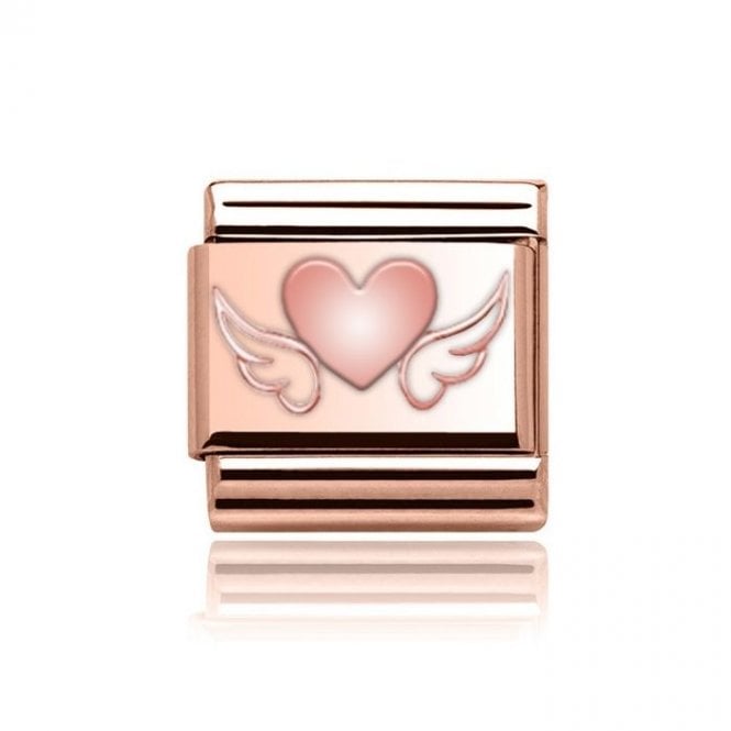 Rose Rose Heart with Angel Wings Charm