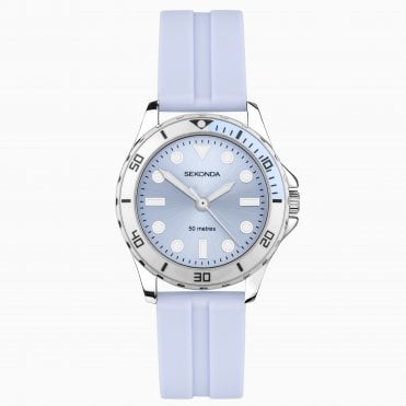 Ladies Balearic Round Purple Dial Silver Alloy Case & Purple Rubber Strap Watch 40570