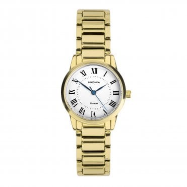 Ladies Beaumont Round 50 metres Dial Gold Plated Bracelet Watch 40681