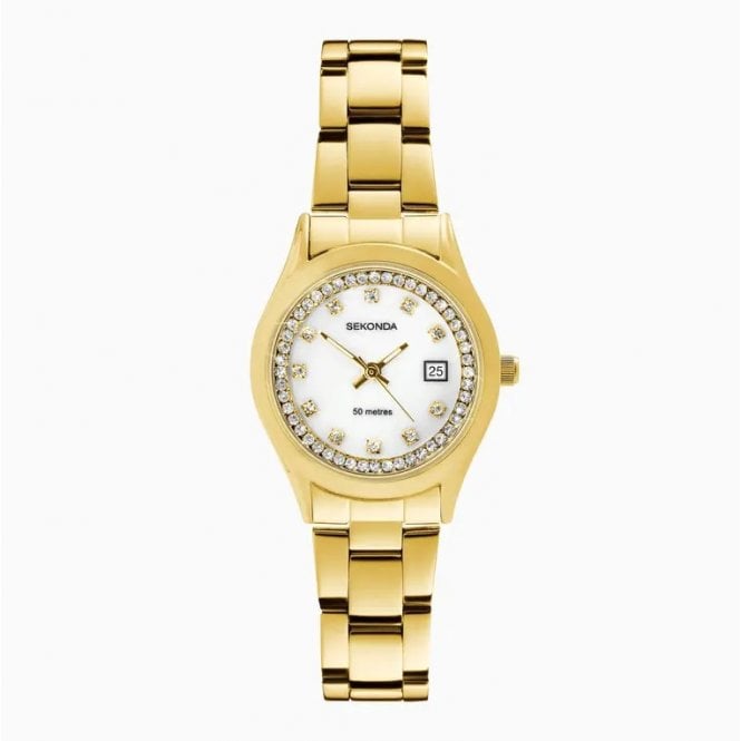 Sekonda Ladies CATHERINE Round White Mother of Pearl Dial Gold Plated Bracelet Watch 40716