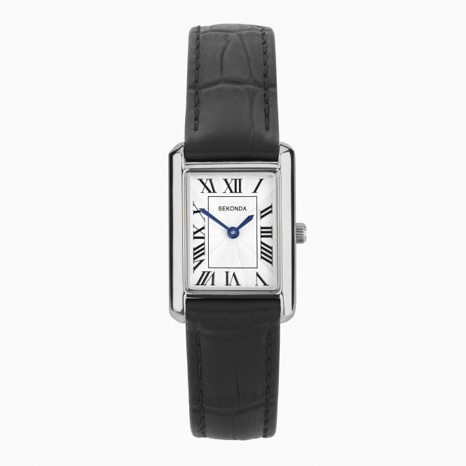 Sekonda Ladies Colette Rectangle Ivory Dial Black Strap Watch 40744