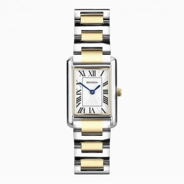 Ladies COLETTE Rectangle Silver Dial Two Colour Bracelet Watch 40693