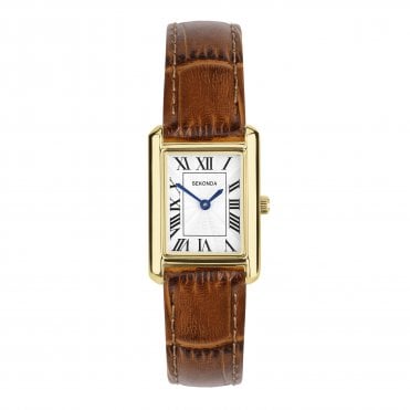 Ladies Collette Ivory Dial Brown Strap Watch 40695