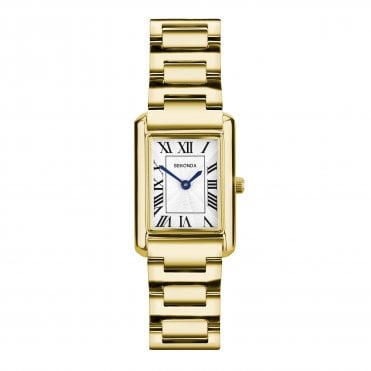 Ladies Collette Rectangular Ivory Dial Gold Plated Bracelet Watch 40694