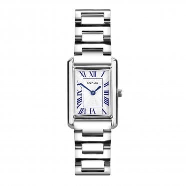 Ladies Collette Rectangular Ivory Dial Stainless Steel Bracelet Watch 40692