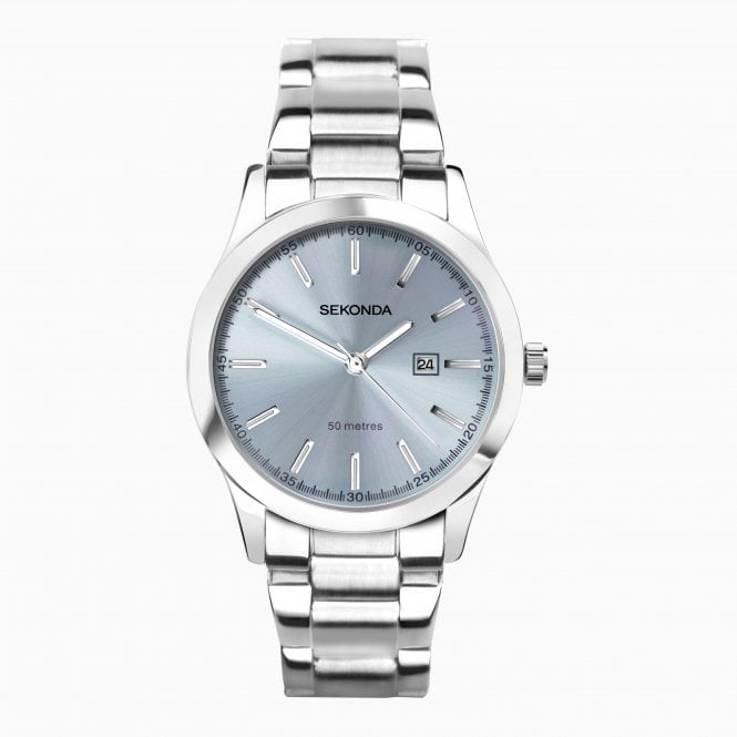 Sekonda Ladies Colour Pop Ladies Watch With Silver Case & Stainless Steel Bracelet with Pale Blue Dial 40404