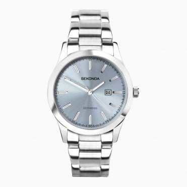 Ladies Colour Pop Ladies Watch With Silver Case & Stainless Steel Bracelet with Pale Blue Dial 40404