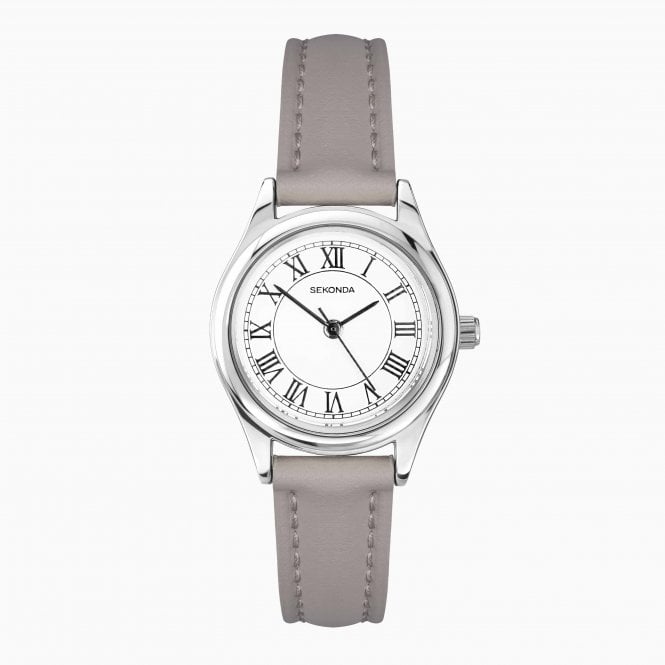 Sekonda Ladies Evan Round White Dial Grey Strap Watch 40730
