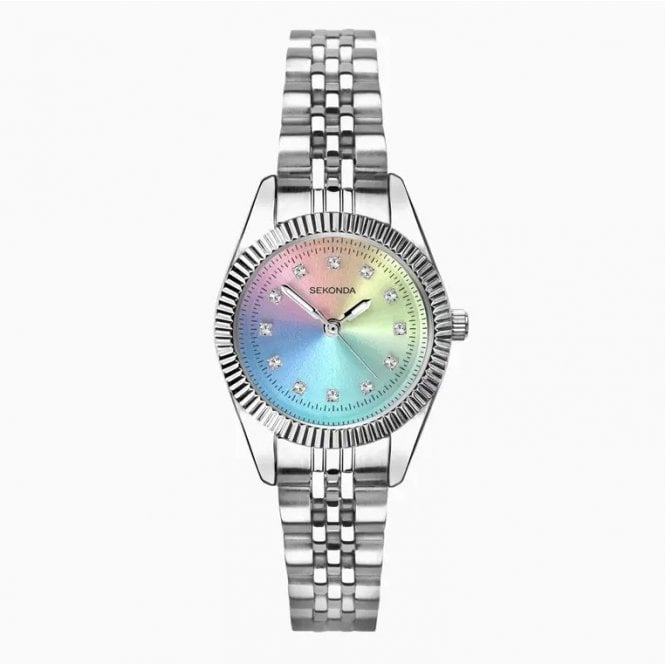 Sekonda Ladies FRANCIS Multi Coloured Stone Set Dial Stainless Steel Bracelet Watch 40717