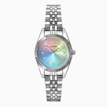 Ladies FRANCIS Multi Coloured Stone Set Dial Stainless Steel Bracelet Watch 40717
