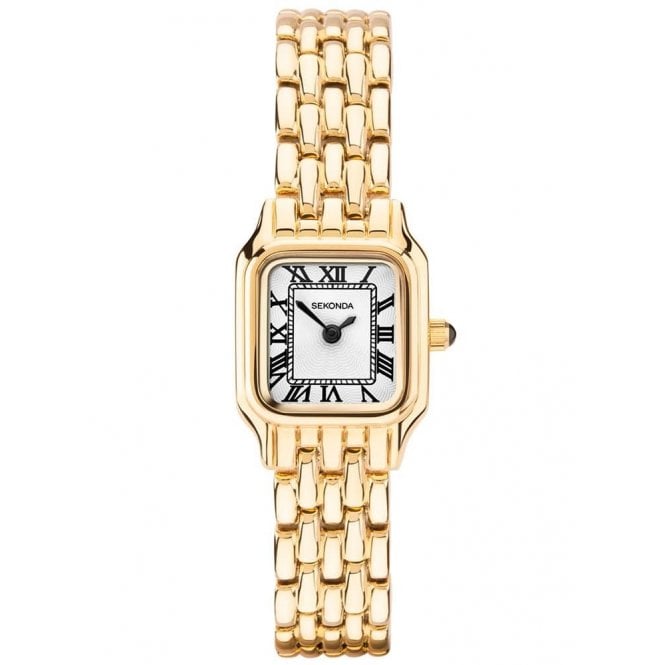Sekonda Ladies Monica Rectangular White Dial Gold Plated Bracelet 40144