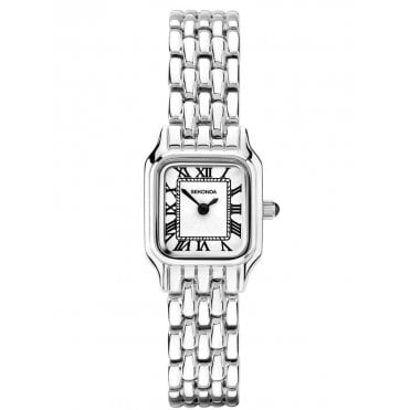 Ladies Monica Rectangular White Dial Stainless Steel Bracelet 40143